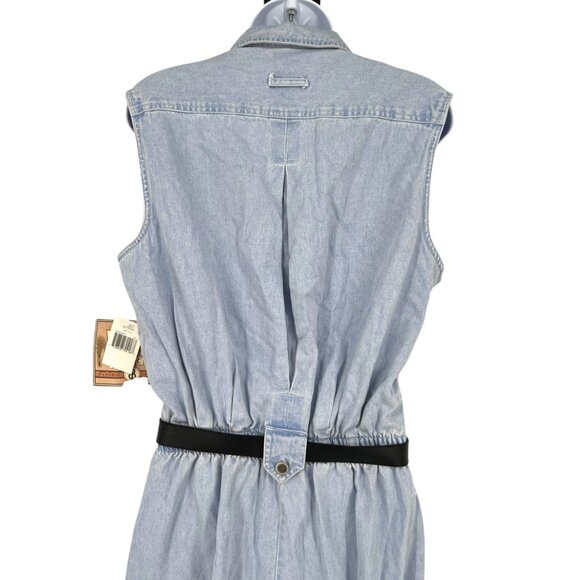 Bill Blass Vintage Blue Denim Pleated Romper Aqua Snow Size Large NWT - Picture 7 of 14